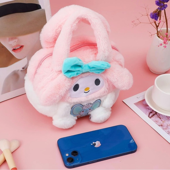 Sanrio Kuromi Hello Kitty Plush Storage Handbag - Picture 1 of 5